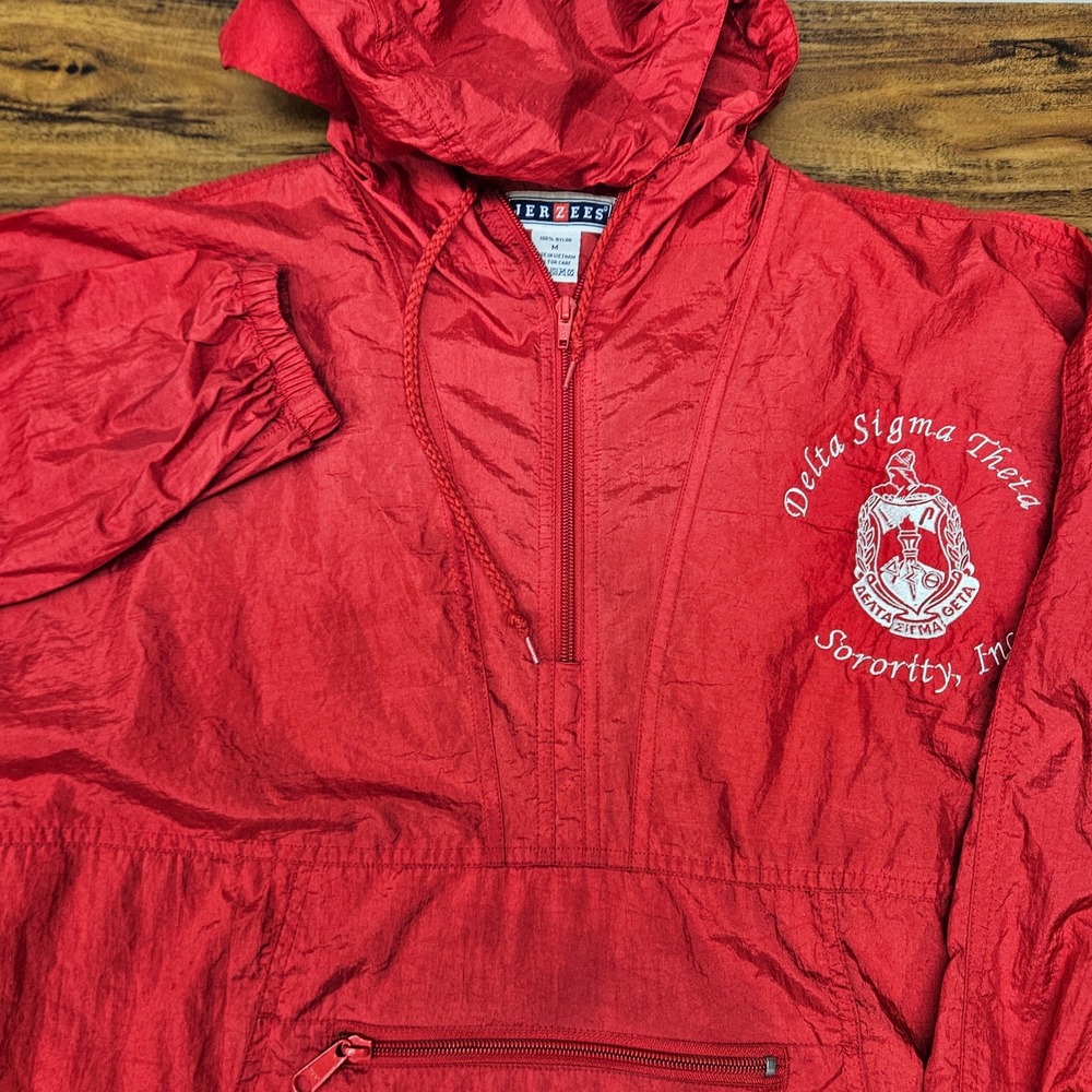 Jerzees Delta Sigma Theta Sorority Inc Red Windbreaker Jacket Womens Medium J500
